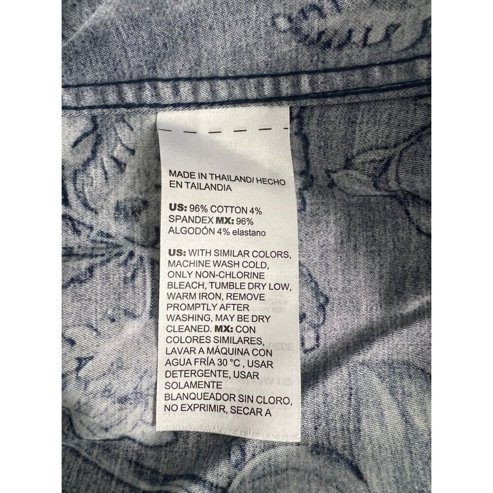 Chico's No Iron Button Front Shirt Autumn Whisps Tunic Size 4 US 20 NWT Blue - Picture 6 of 9